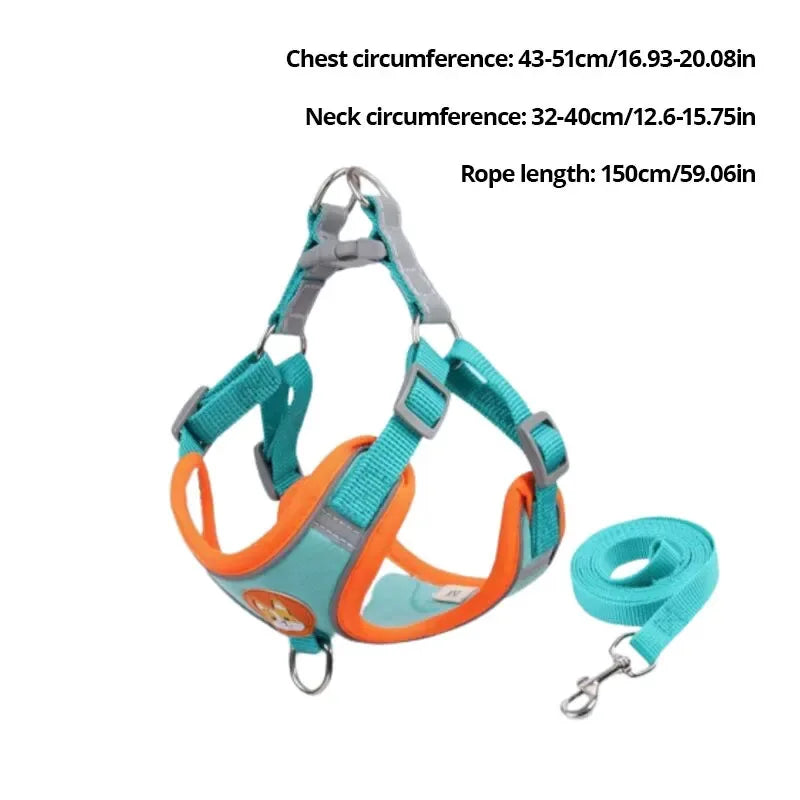 Adjustable No Pull Reflective Pet Harness Lead Walking Running Leashes Dog Cat Chest Strap Vest Leash
