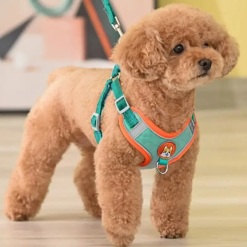 Adjustable No Pull Reflective Pet Harness Lead Walking Running Leashes Dog Cat Chest Strap Vest Leash